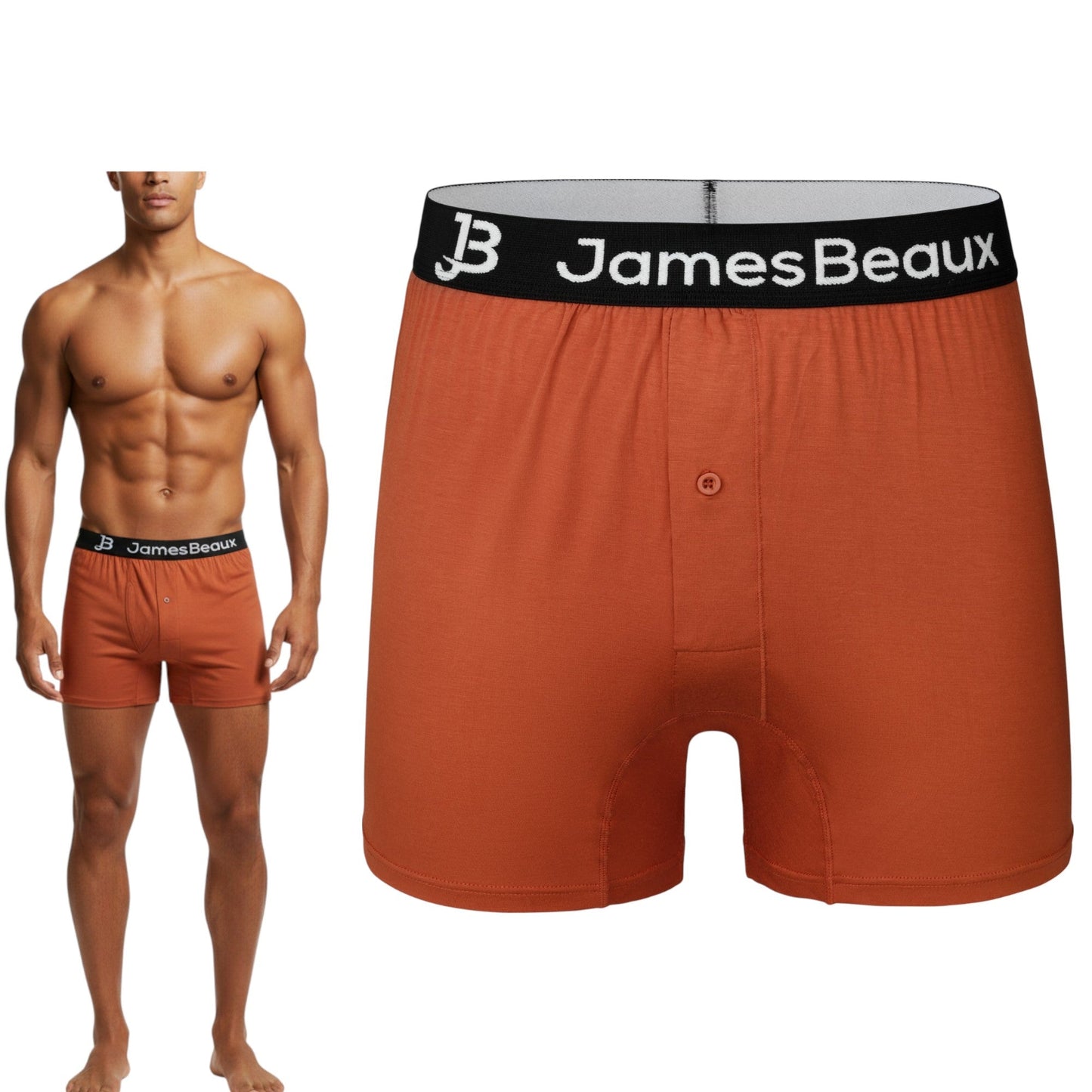 Men's Orange 95% Viscose from Bamboo Boxer Shorts