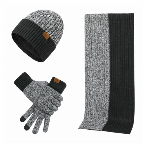 3Pcs Winter Scarf Hat Gloves Kit Beanie Hat & Long Scarf & Gloves Gift - Image #0