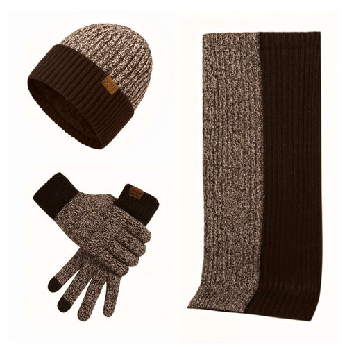 3Pcs Winter Scarf Hat Gloves Kit Beanie Hat & Long Scarf & Gloves Gift - Image #0