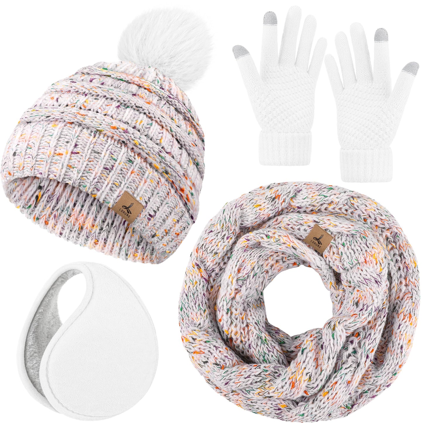 Winter Hat, Scarf, Gloves, and Ear Warmer Set for Women