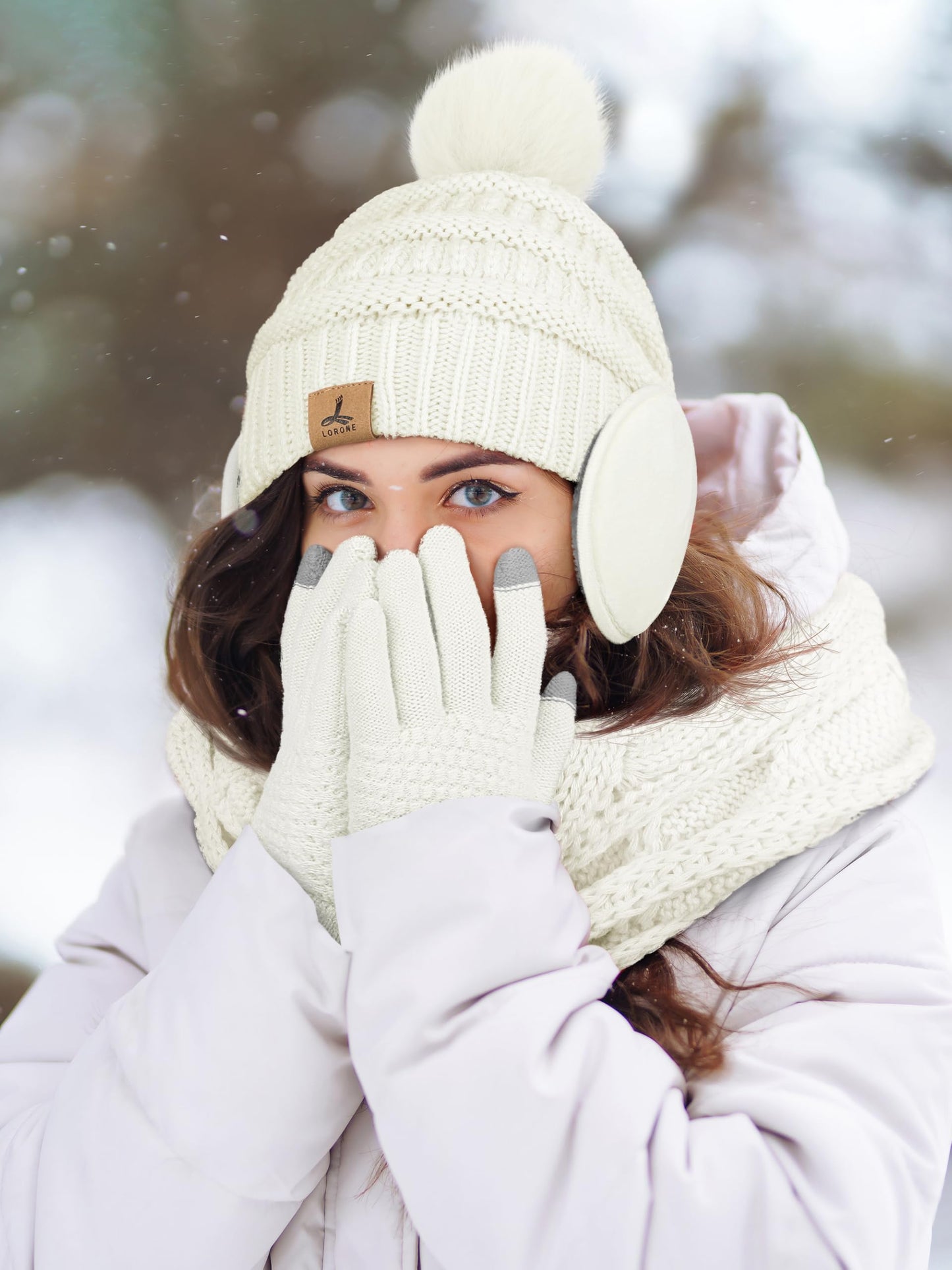 Winter Hat, Scarf, Gloves, and Ear Warmer Set for Women