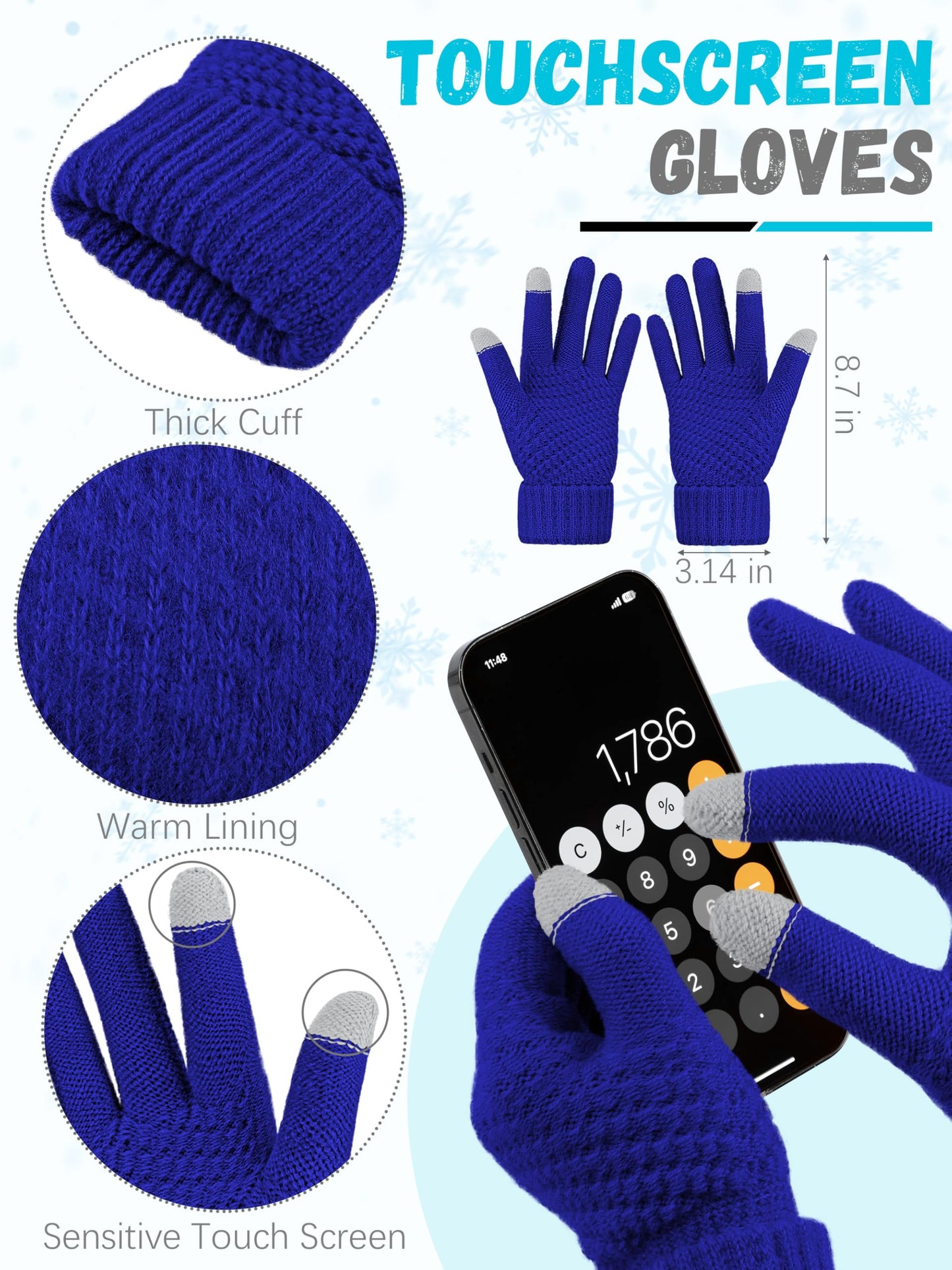 Winter Hat, Scarf, Gloves, and Ear Warmer Set for Women