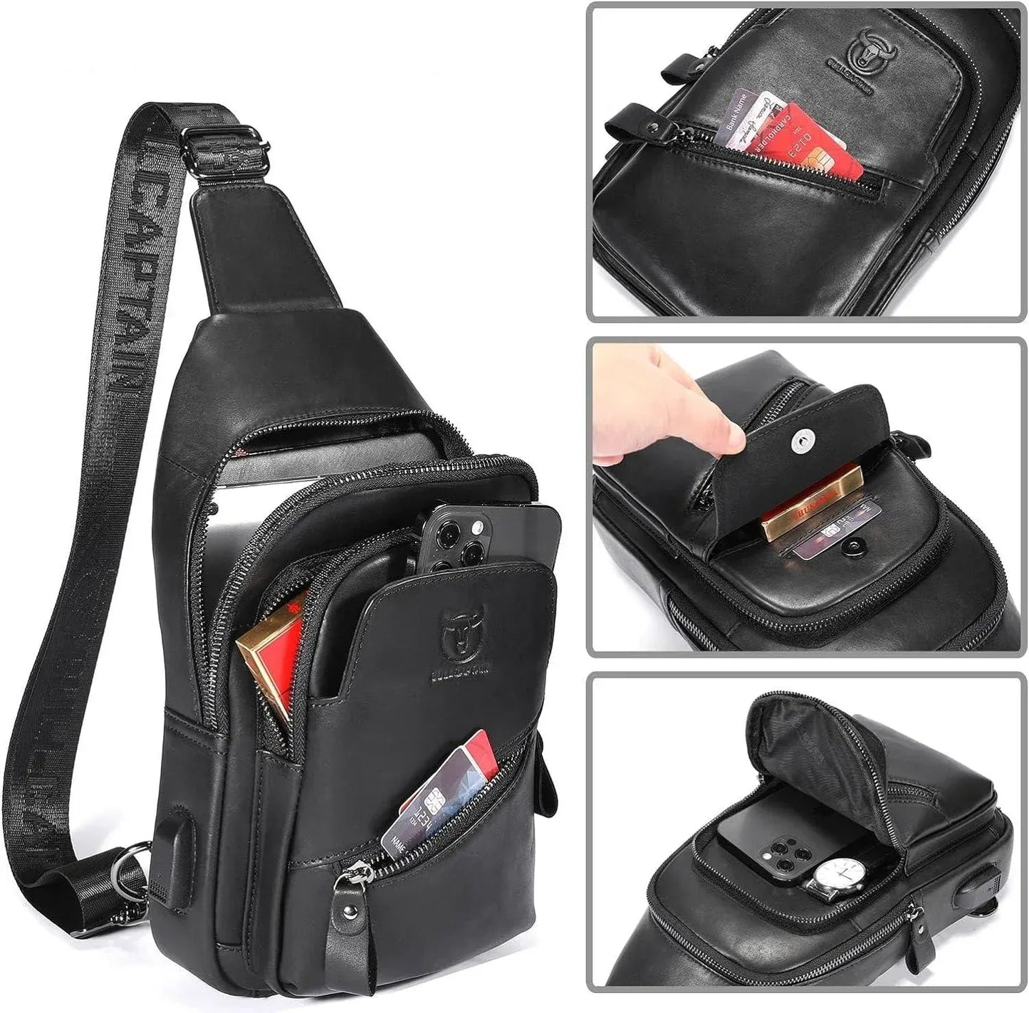 Premium Leather Sling Bag – Functional & Refined - Image #0