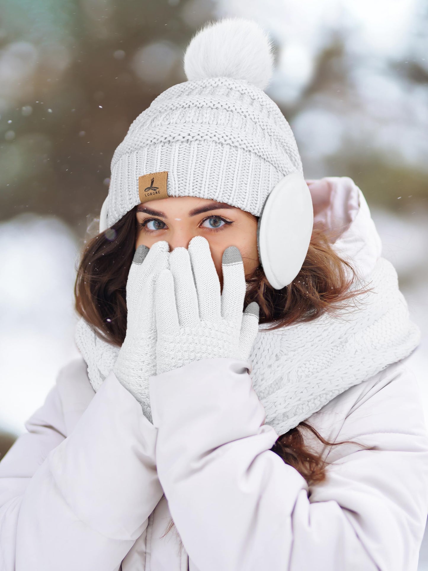 Winter Hat, Scarf, Gloves, and Ear Warmer Set for Women