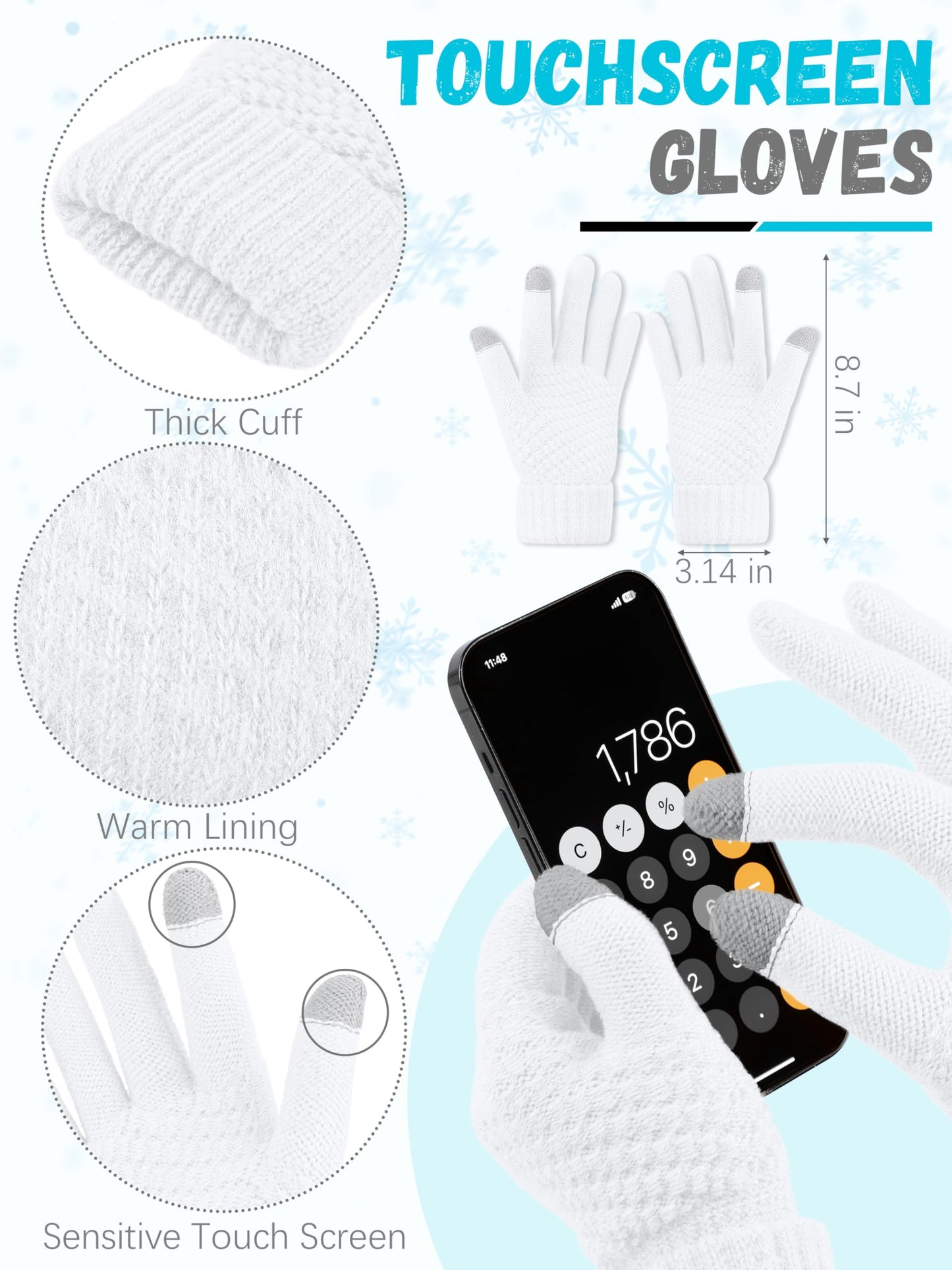 Winter Hat, Scarf, Gloves, and Ear Warmer Set for Women