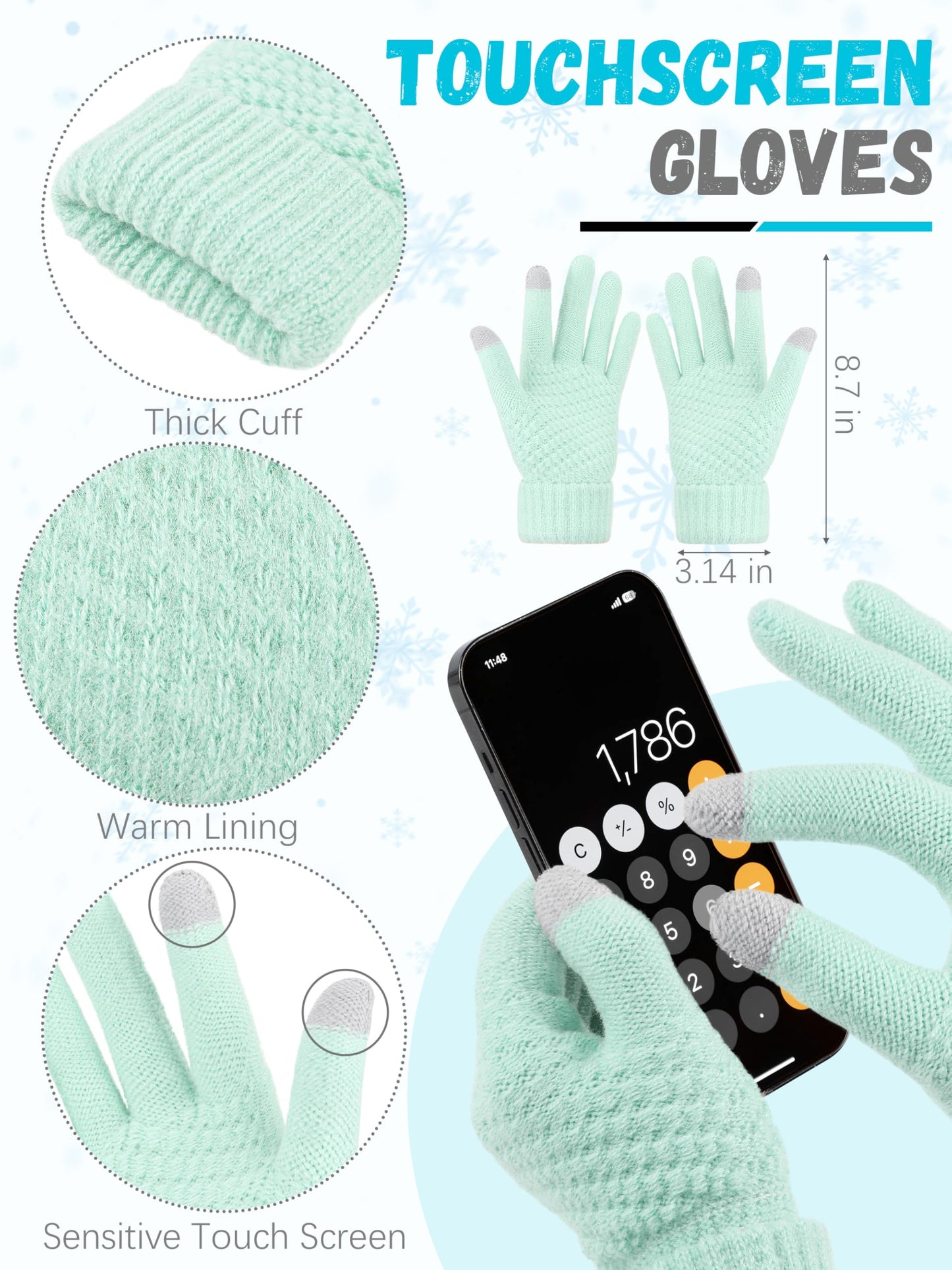 Winter Hat, Scarf, Gloves, and Ear Warmer Set for Women