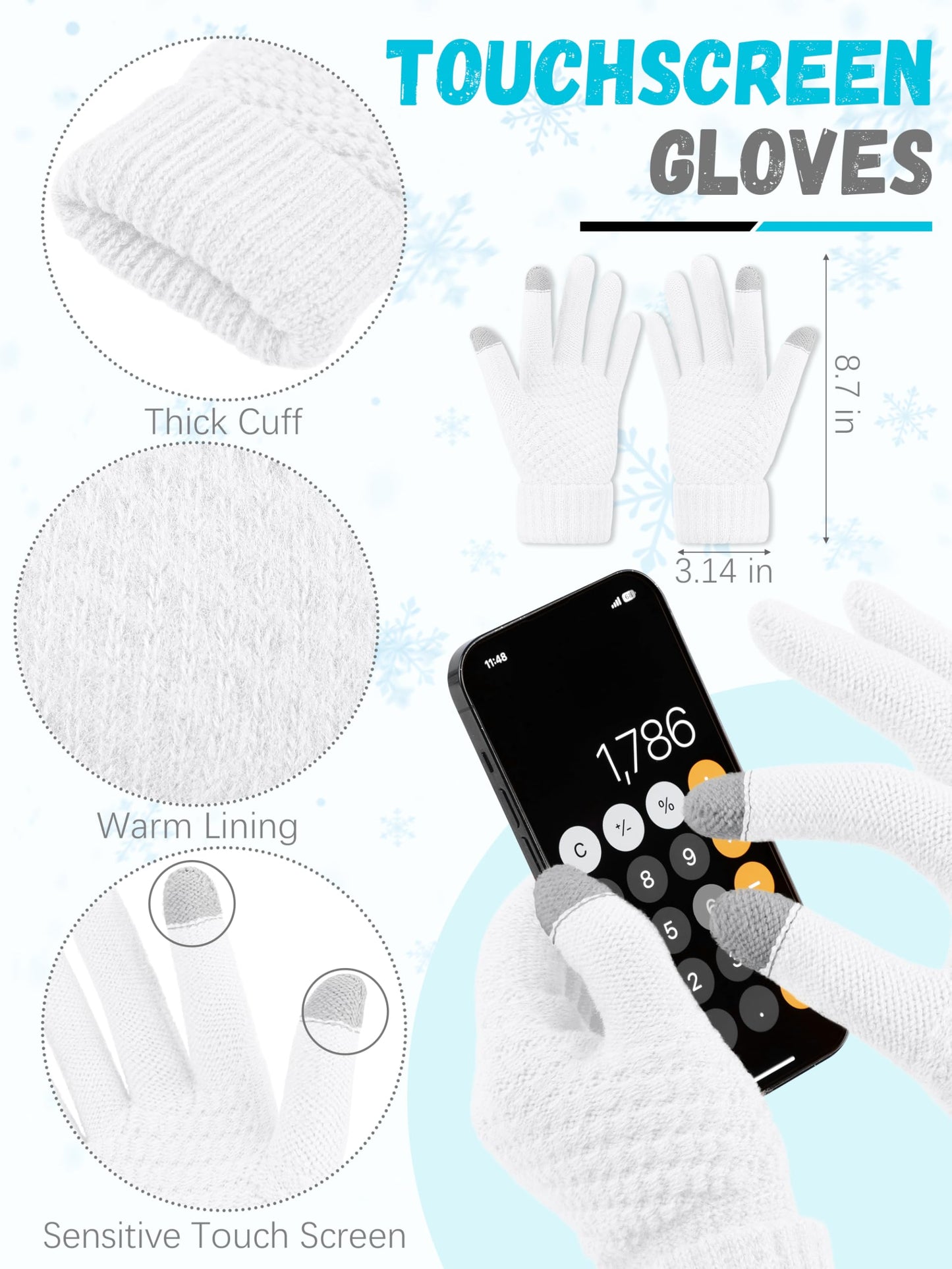 Winter Hat, Scarf, Gloves, and Ear Warmer Set for Women