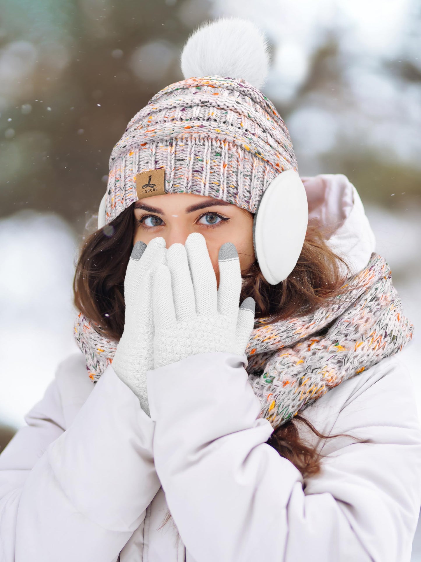 Winter Hat, Scarf, Gloves, and Ear Warmer Set for Women