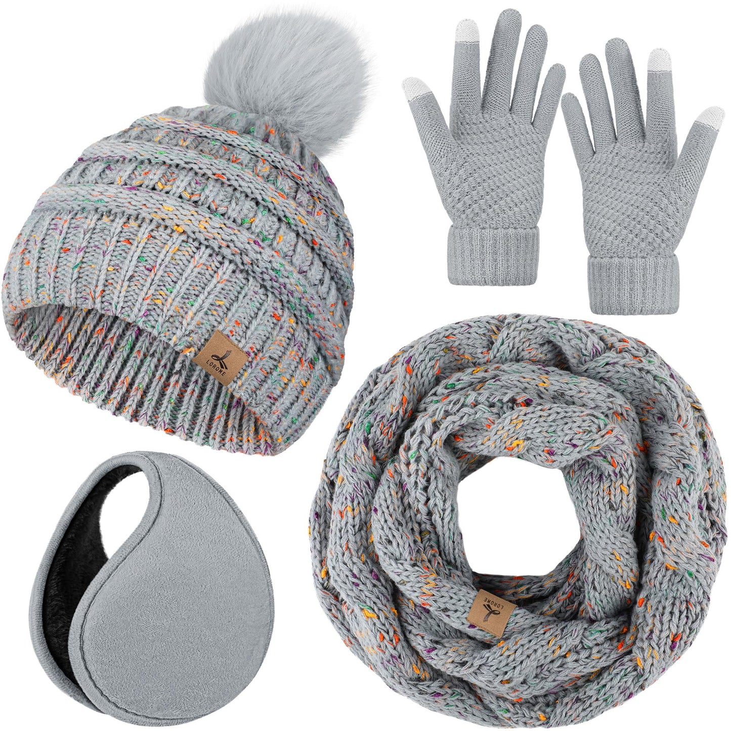Winter Hat, Scarf, Gloves, and Ear Warmer Set for Women