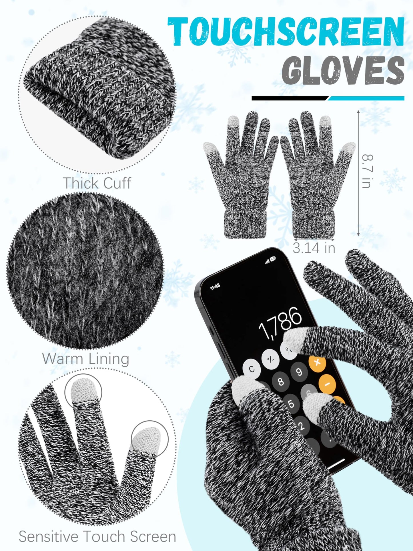 Winter Hat, Scarf, Gloves, and Ear Warmer Set for Women