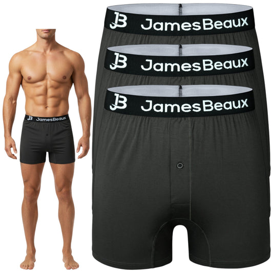 3-Pack Men's Black 95% Bamboo Boxer Shorts