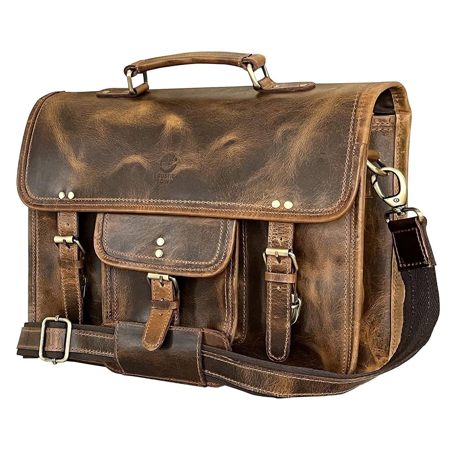 Leather Satchel Crossbody Bag – Full-Grain Buffalo Office & Travel Bag